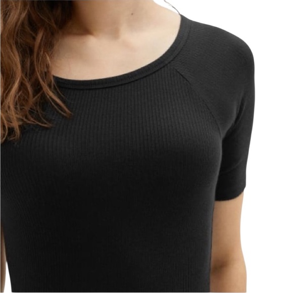 Everlane Ribbed Tencel Short Sleeve Bodysuit Black Size S - Picture 12 of 12